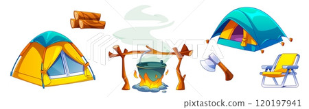 Summer camp design elements set 120197941