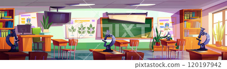 School classroom interior for biology learning 120197942
