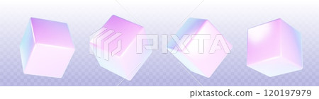 3d holographic cube render. Abstract box shape 3d holographic cube render. Abstract box shape 120197979