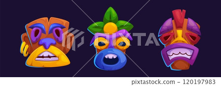 Hawaiian totem tiki mask. 120197983