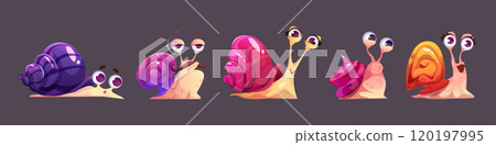 Cute snail characters set Cute snail characters set 120197995