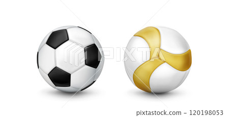 3d soccer ball. White and black sport icon vector 120198053