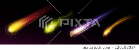 Falling asteroid and comet with fire and dust tail 120198054