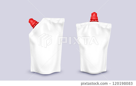 White doypack blank mockup with red cap for sauce White doypack blank mockup with red cap for sauce 120198083