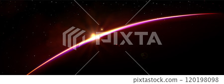 Bright sunlight on dark planet horizon Bright sunlight on dark planet horizon 120198098
