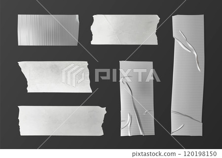 Silver adhesive tape pieces with texture. 120198150