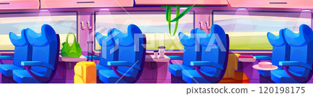 Inside train interior with window and chair vector 120198175