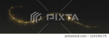 Magic gold dust trail with star shaped sparkles 120198179