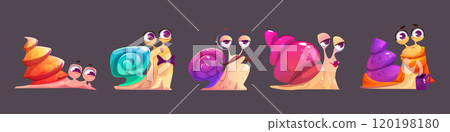Snail cartoon character set 120198180