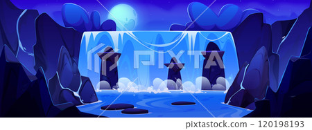 Night waterfall scenery 120198193