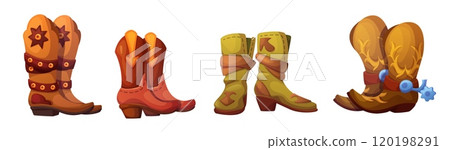 Cowboy boots set isolated on white background 120198291