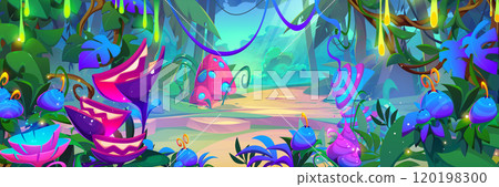 Magic forest with fantasy glowing plants 120198300