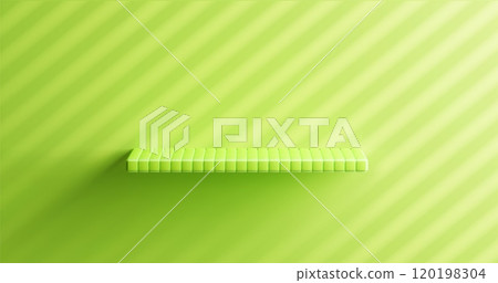 Green shelf made from square tile on wall 120198304