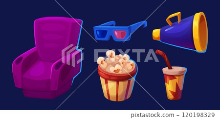 Cinema interior design set Cinema interior design set 120198329