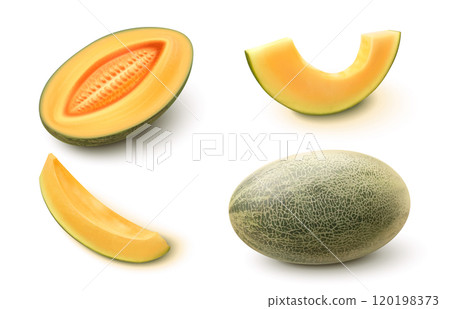 Ripe juicy sweet melon fruit 3d Ripe juicy sweet melon fruit 3d 120198373