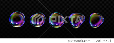3D soap bubbles set on transparent background 3D soap bubbles set on transparent background 120198391