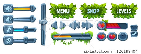Jungle game stone ui frame cartoon vector icon 120198404