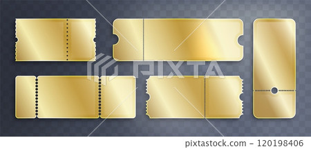 Golden blank coupon or entrance ticket. 120198406
