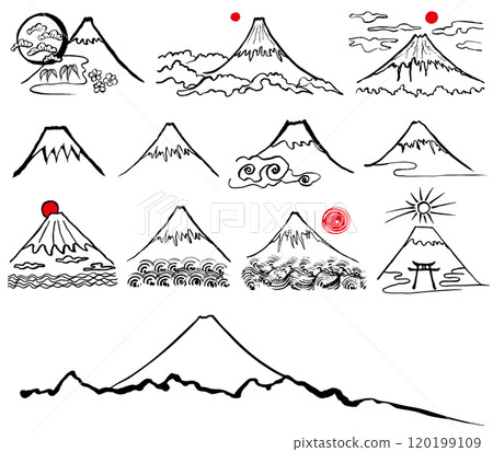 Mountains - New Year's hand-drawn illustrations 120199109