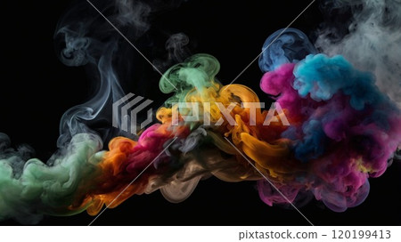 colors dropped into liquid 120199413