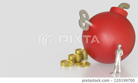 The Red Bomb wind up and coins for Business concept 3d rendering. The Red Bomb wind up and coins for Business concept 3d rendering. 120199700