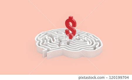The dollar symbol on brain maze for Business concept 3d rendering. 120199704