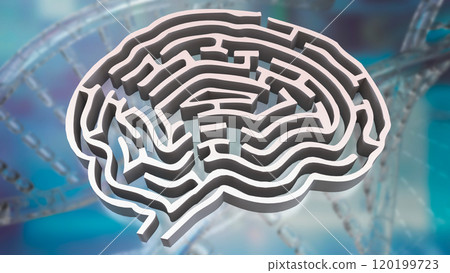 The White Brain maze on DNA background for sci or creative concept 3d rendering. The White Brain maze on DNA background for sci or creative concept 3d rendering. 120199723