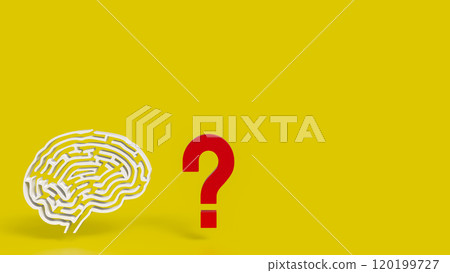 The White Brain maze and  question mark  for sci or creative concept 3d rendering. 120199727