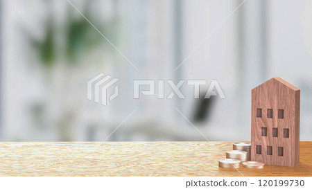 The House and coins for property or investment concept 3d rendering. 120199730