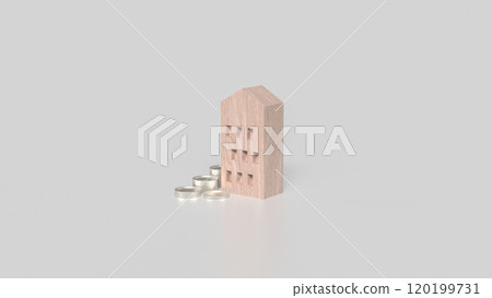 The House and coins for property or investment concept 3d rendering. 120199731