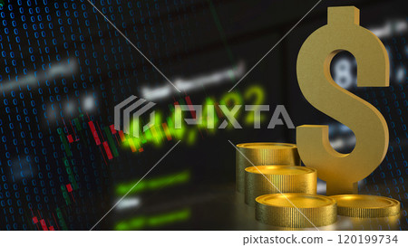 The Gold dollar symbol for Business concept 3d rendering. The Gold dollar symbol for Business concept 3d rendering. 120199734