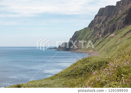 北海道禮文島的海岸與夏日大海 北海道禮文島的海岸與夏日大海 120199930