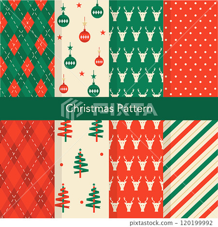 Set of Christmas vector seamless, snowflakes, stars. Loopable design for wrapping paper, textile, background, banner,Vector illustrations. 120199992