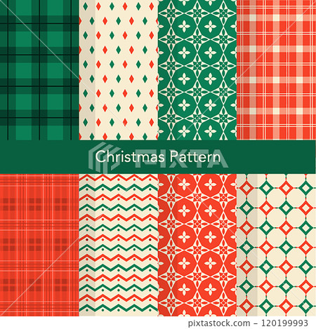 Set of Christmas vector seamless, snowflakes, stars. Loopable design for wrapping paper, textile, background, banner,Vector illustrations. 120199993