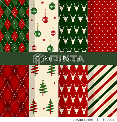 Set of Christmas vector seamless, snowflakes, stars. Loopable design for wrapping paper, textile, background, banner,Vector illustrations. 120199995