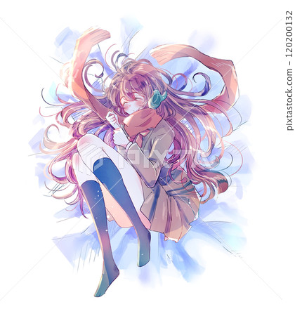 閉著眼睛躺著的女學生 120200132