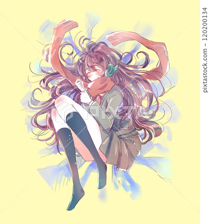 A female student lying down with her eyes closed 120200134