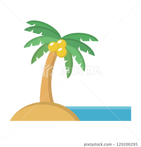 Beach icon - island with palm trees and sea Beach icon - island with palm trees and sea 120200295