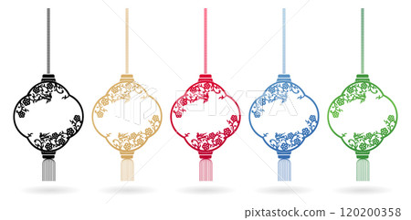 five color hanging chinese lanterns element with cherry blossom and birds ornaments isolated white backgrounds for accessories, invitation birthday cards, gift paper, screen printing glass and acrylic five color hanging chinese lanterns element with cherry blossom and birds ornaments isolated white backgrounds for accessories, invitation birthday cards, gift paper, screen printing glass and acrylic 120200358
