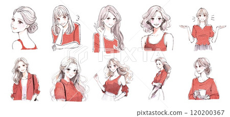 Illustration material of women and girls Illustration material of women and girls 120200367