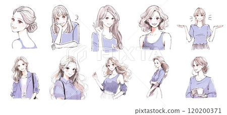 Illustration material of women and girls 120200371