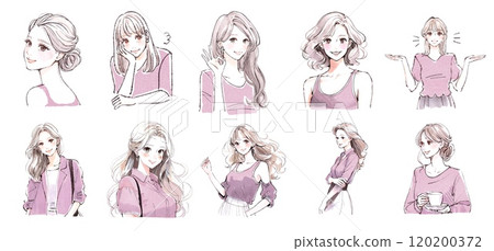 Illustration material of women and girls 120200372