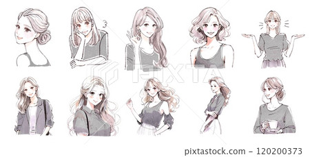 婦女和女孩插畫素材 120200373