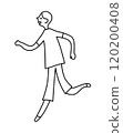 Running young woman monochrome line drawing 120200408