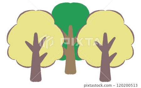 Ginkgo Trees and Forest of Green Trees (Set of 3) 120200513