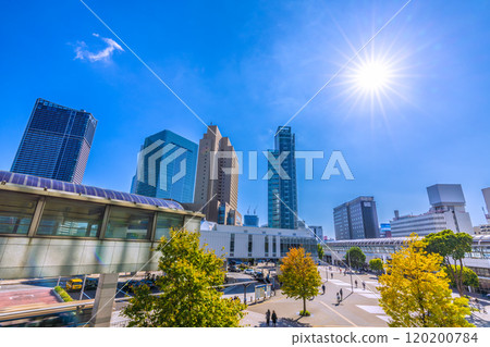 Yokohama cityscape in Japan: Sakuragicho Station, Yokohama City Hall and other buildings, with a building under redevelopment in the background... a ray of hope for a new era = 13th Yokohama cityscape in Japan: Sakuragicho Station, Yokohama City Hall and other buildings, with a building under redevelopment in the background... a ray of hope for a new era = 13th 120200784