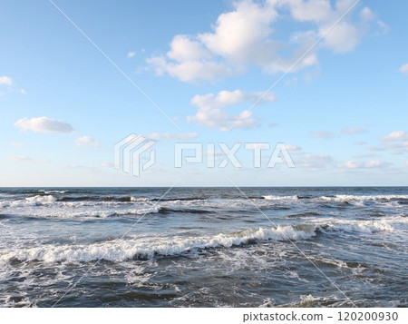 Blue sky and surging waves 120200930