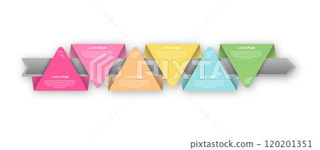 Infographics. 6 stages of development, marketing, workflow or plan. Business strategy with icons. Report and statistics diagram. 120201351