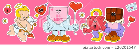 Romantic retro sticker set 120201547