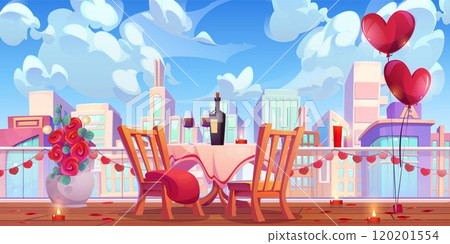 Romantic dinner in rooftop restaurant 120201554